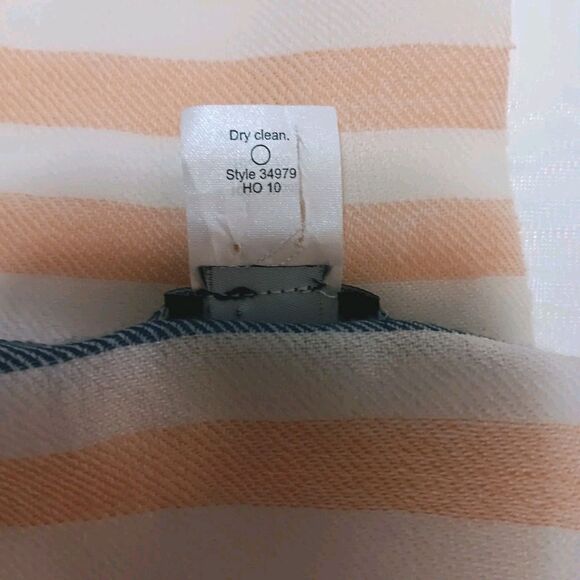 J Crew 100% Wool Scarf Striped Peach White Blue - Picture 8 of 11